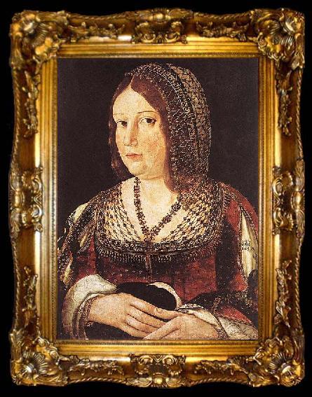 framed  Juan de Borgona Lady with a Hare, ta009-2